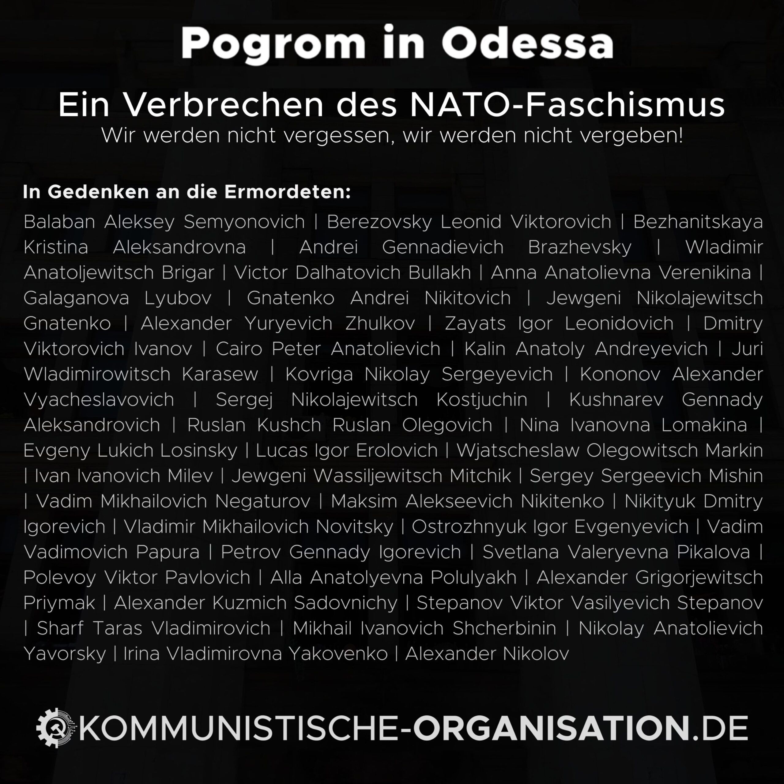 Broschüre zum Pogrom in Odessa am 2. Mai 2014
