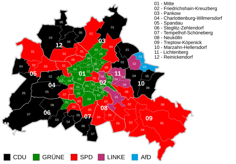 Bild: Furfur via Wikimedia (https://commons.wikimedia.org/wiki/File:Wahlkarte_Abgeordnetenhaus_von_Berlin_2021_Erststimmen.svg), CC BY 3.0 (https://creativecommons.org/licenses/by/3.0/deed.de)